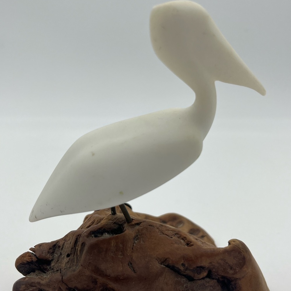 Vintage John Perry Pelican Sculptures on Burl Wood~Nautical Decor~Studio Statue